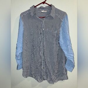 Jane and Delancey Navy and Light Blue Striped Shirt